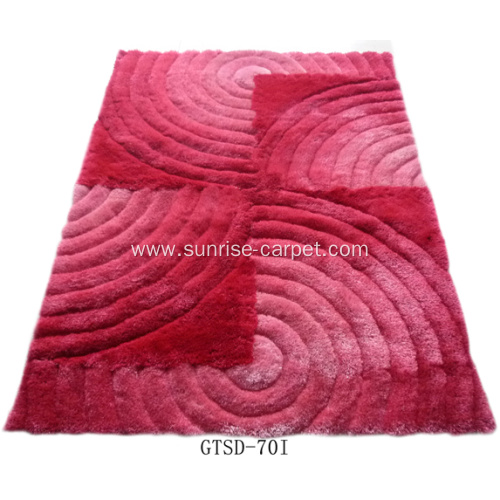 Elastic and Silk Mix Shaggy Rug 3D Design